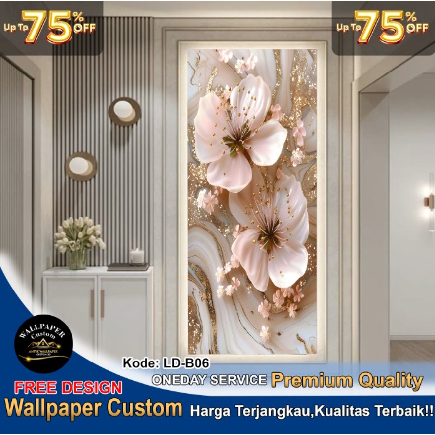 Wallpaper Custom & Wallstiker Custom 3D Tema 3D Bunga | Wallpaper Custom | Wallpaper Ruang Tamu | Wa