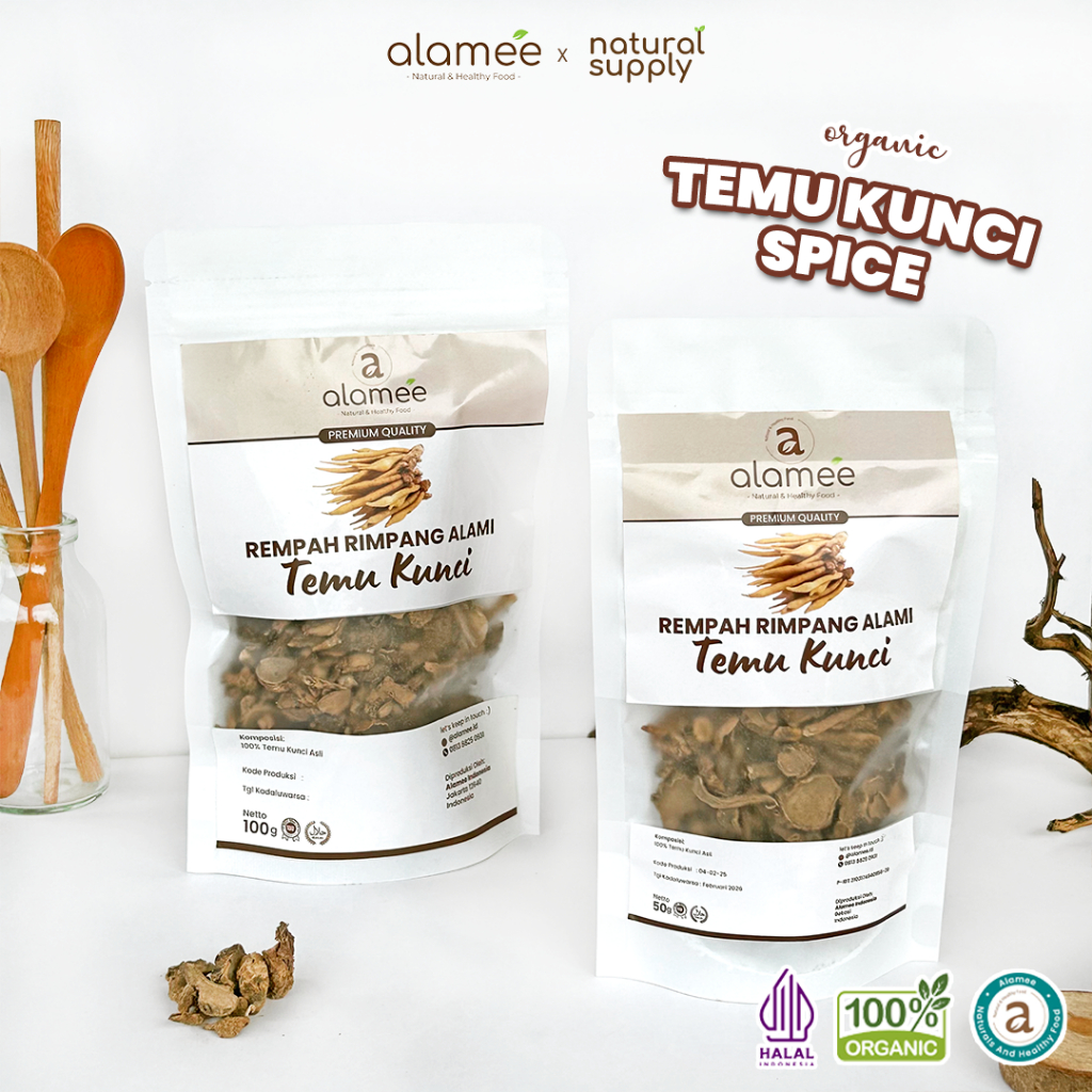 

ALAMEE Temu Kunci Kering Fingerroot Rempah Rimpang Alami Iris Bumbu Seasoning Masakan Masak 100g 50g