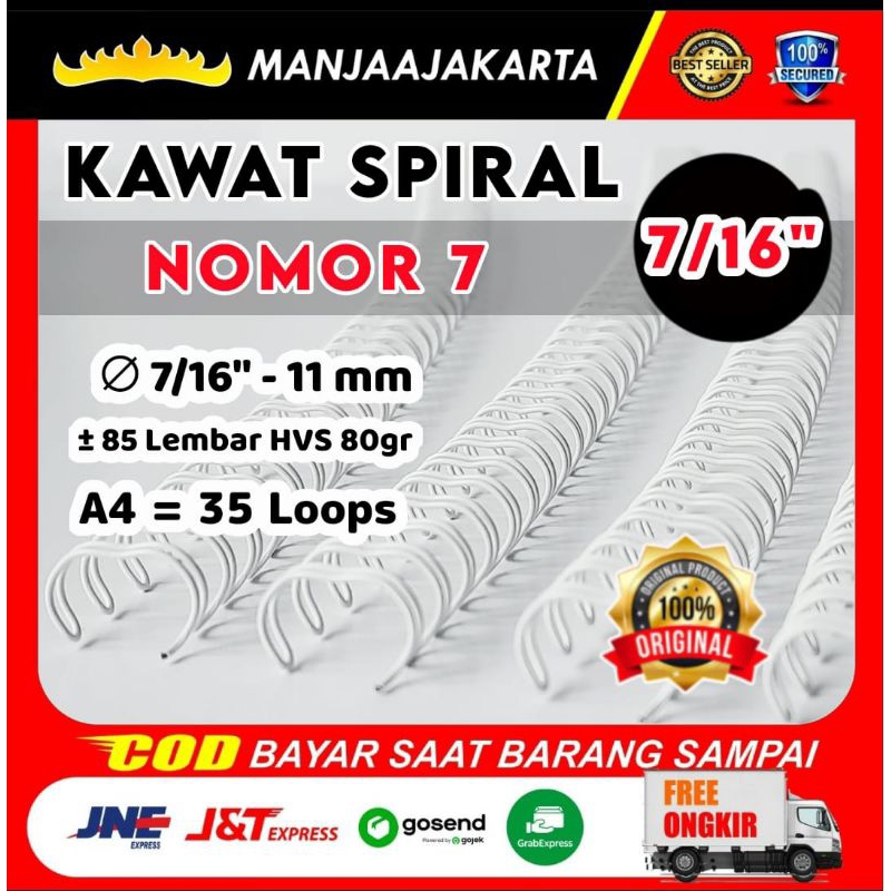 Spiral Kawat Jilid 7 per 16 Putih A4 Ring Kawat Nomor 7 A4 Spiral Kawat 7/16 Kawat Jilid Buku Spiral