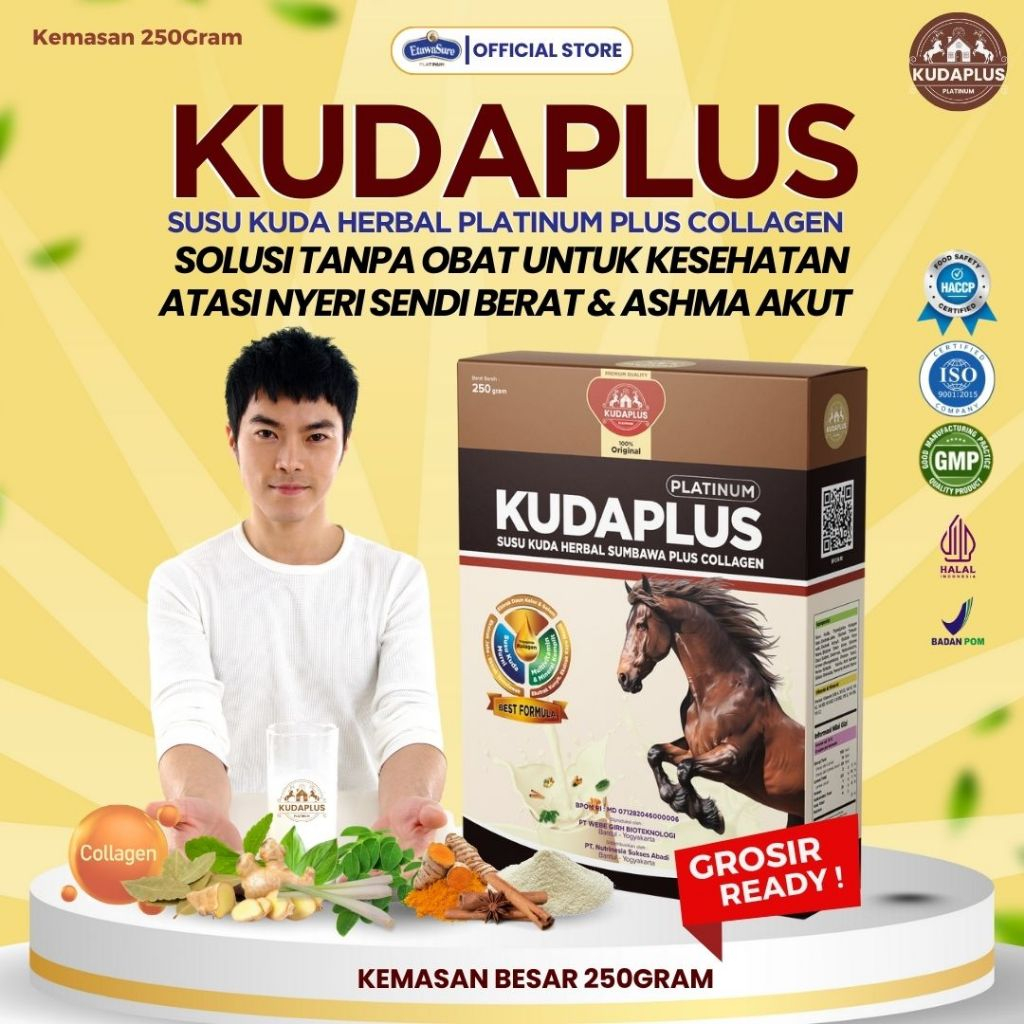 

Susu Kuda Kudaplus Tripeptida Collagen Ikan 100% Original dari Sumbawa Untuk Keluhan Sesak Nafas Akut dan Nyeri Sendi Berat Kemasan 250gram Paket 1 Box