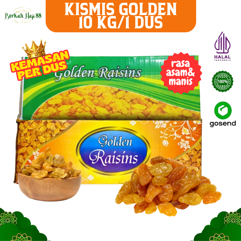 

Kismis 10 KG Golden Raisin 1 Dus Kismis Asam Manis Star untuk Oleh Oleh Haji dan Umroh