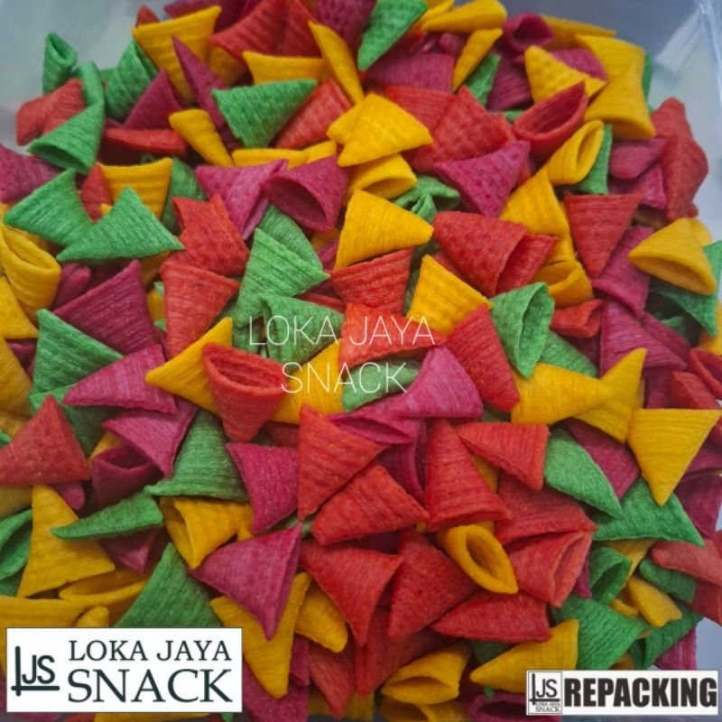 

Kerupuk Kerucut Warna repacking 1 kilogram dan 500gram cap Liberty