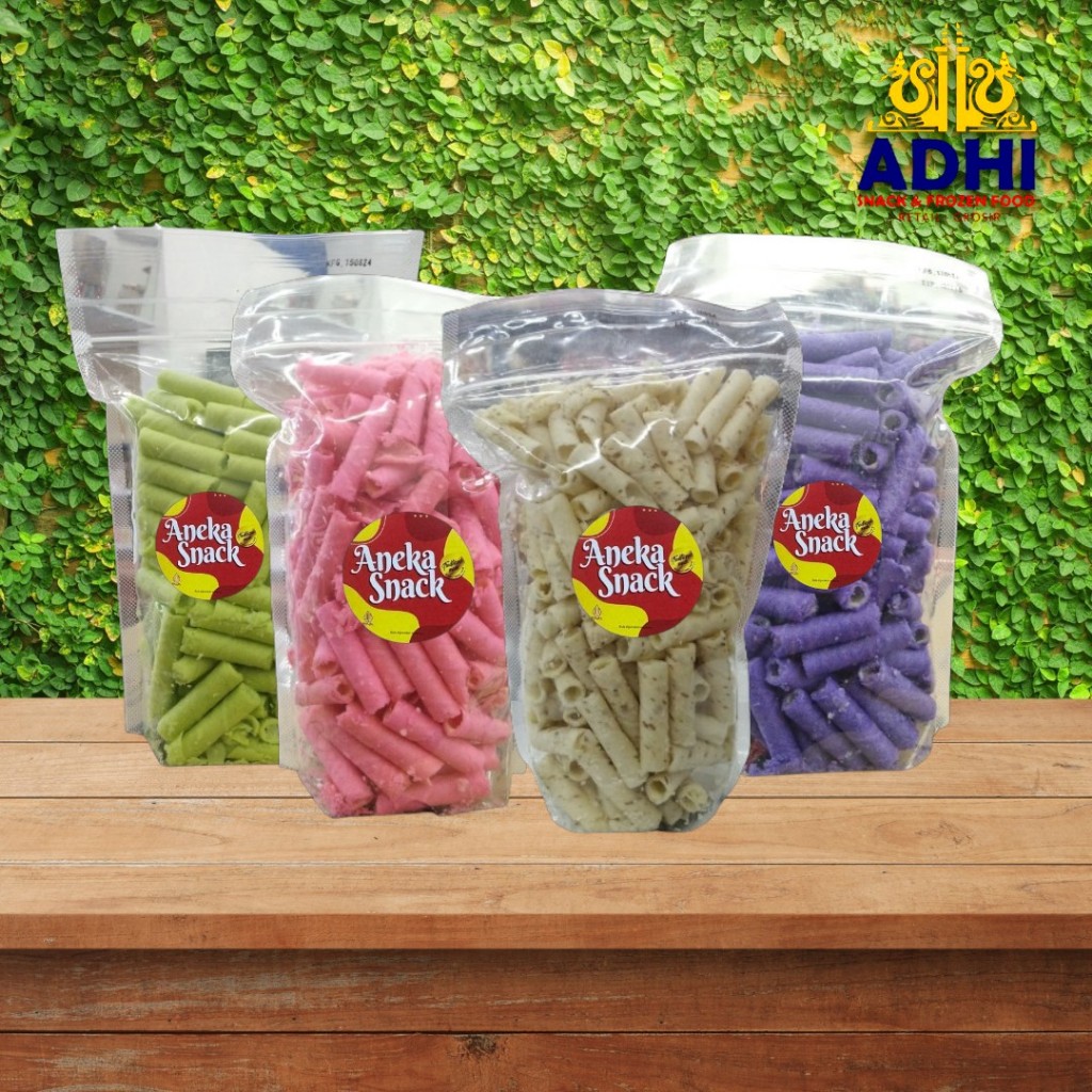 

Aneka Snack wafer roll Barcelona Susu, blueberry, strawberry, pandan 250gr