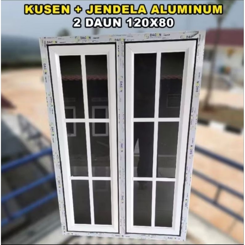 kusen+jendela aluminium 2daun 3inc 120x80//120x100cm lengkap asesoris bisa custom ukuran/warna/model
