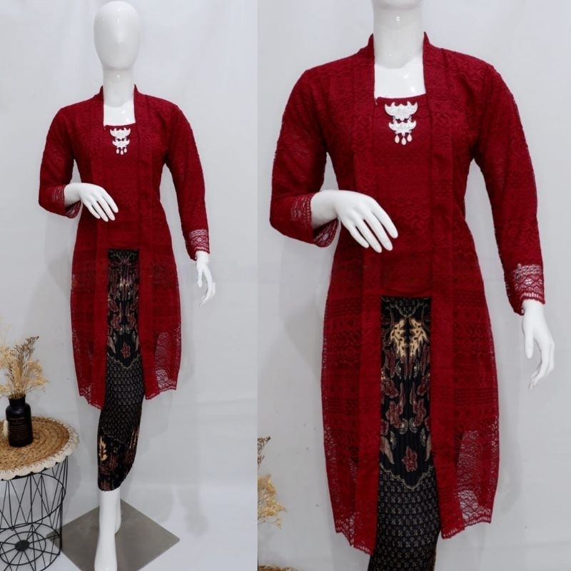 atasan kebaya kutu baru dengan model tunik brokat modern berbahan tile favorite seragam wanita forma