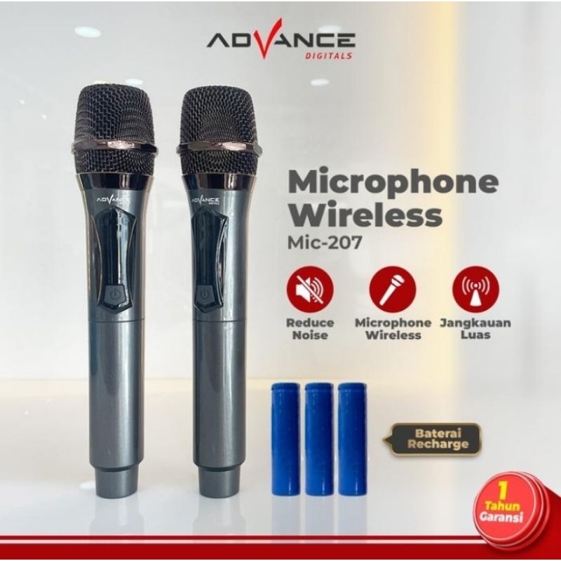 BATAM - ADVANCE MIC207 MIC 207 professional wireless microphone mic tanpa kabel baterai rechargeable