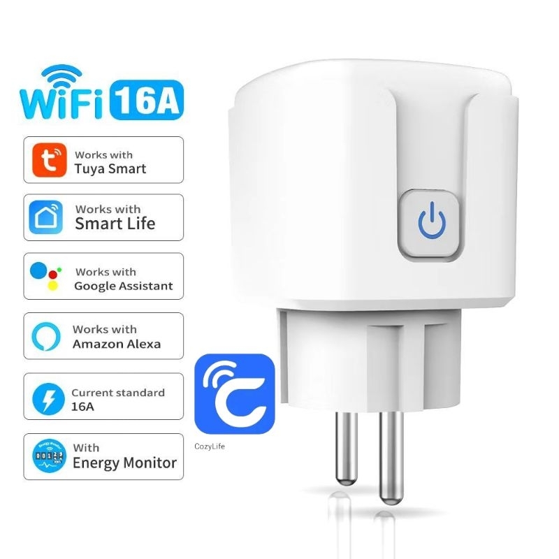Smart Plug Wifi 16A, Smart Plug Portable, Stop Kontak Wifi, Smart Switch Wifi, Colokan Wifi