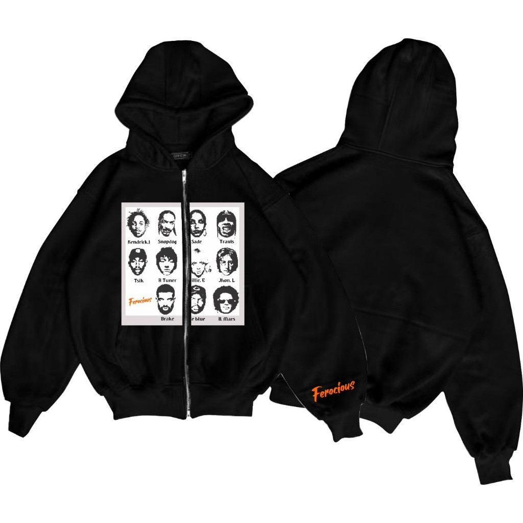 JAKET SWEATER HOODIE FEROCIOUS FACE BLACK ORIGINAL FULL TAG&LEBEL QUALITY