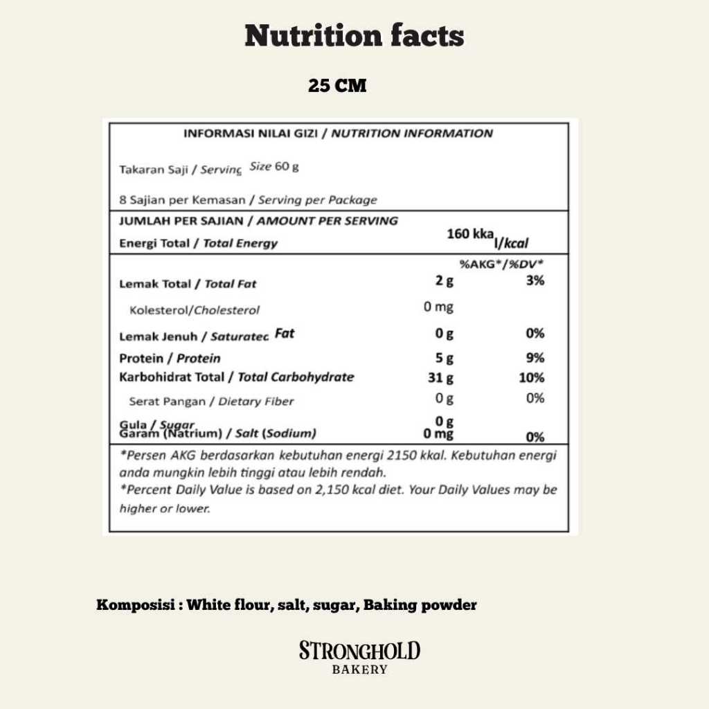 

RB Low Calorie Tortilla Kulit Kebab / Salad Wrap 20 cm Stronghold Bakery