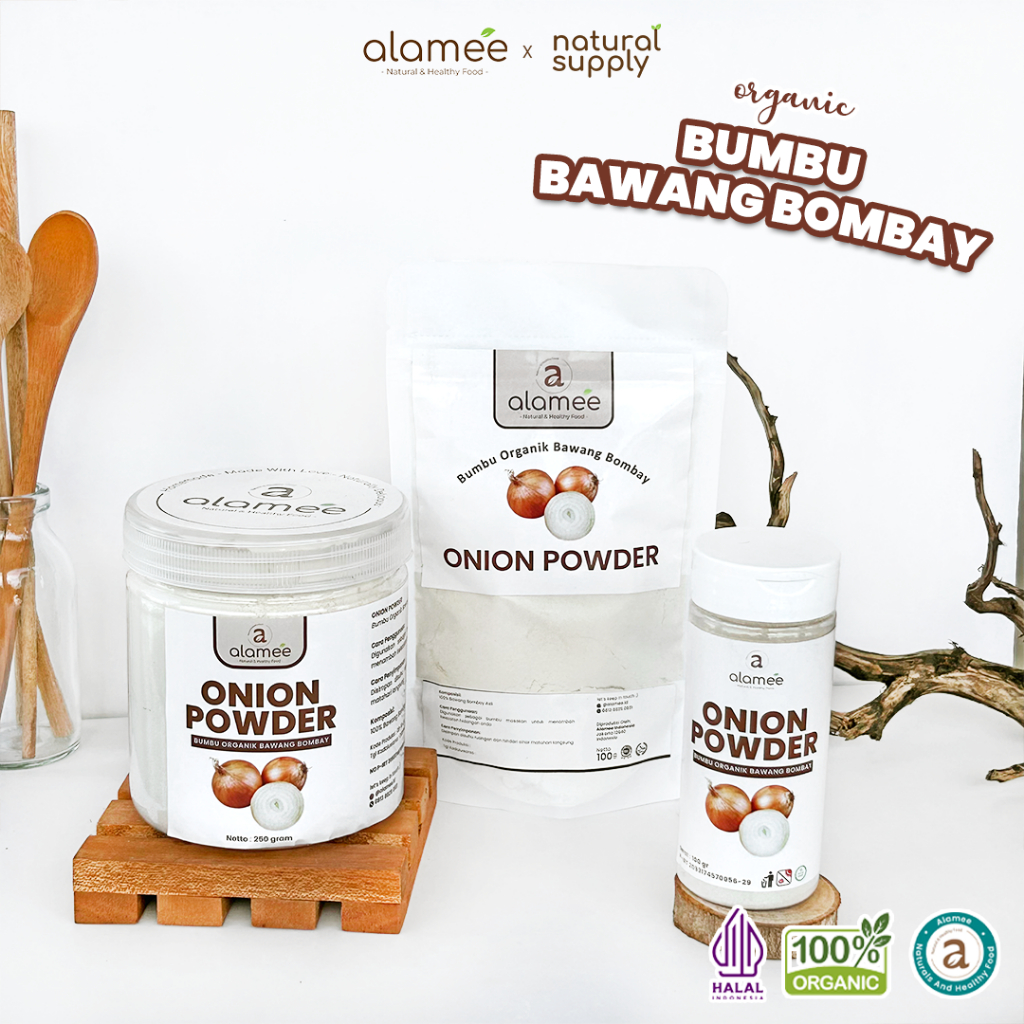 

ALAMEE Bawang Bombay Bubuk Onion Powder Ground Spice Bumbu Bombai Dapur Organik Tanpa Campuran 250g