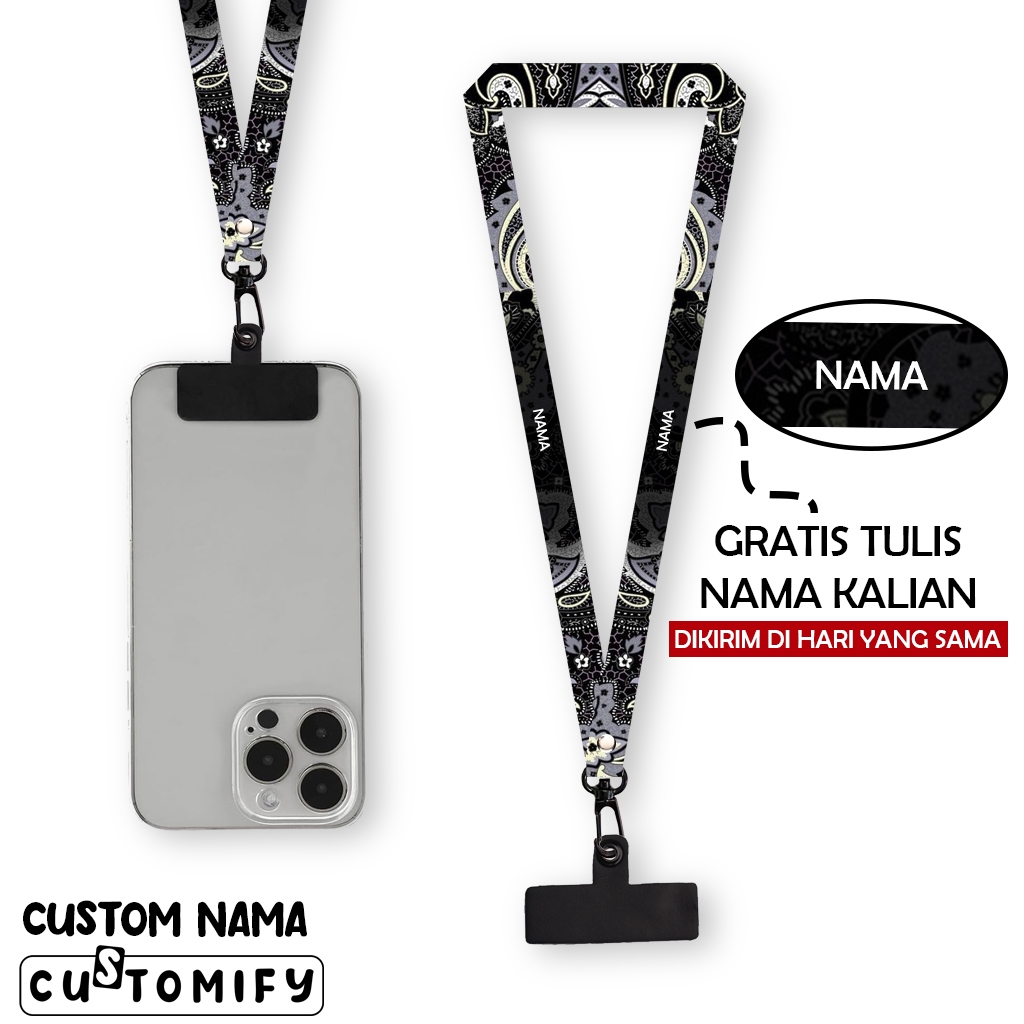

Lanyard Custom Nama Satuan - Tali Lanyard Gantungan Nametag 1,5 cm - Bisa Tambah Nama - Design 86