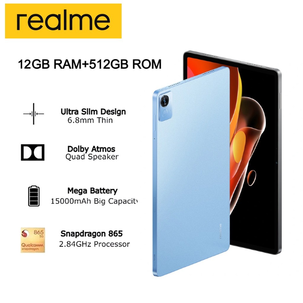 PROMO HEBAT Realme Pad 60 | 12GB RAM 512GB ROM | Snapdragon Processor | 4G+5G LTE Dual SIM | 15000mA