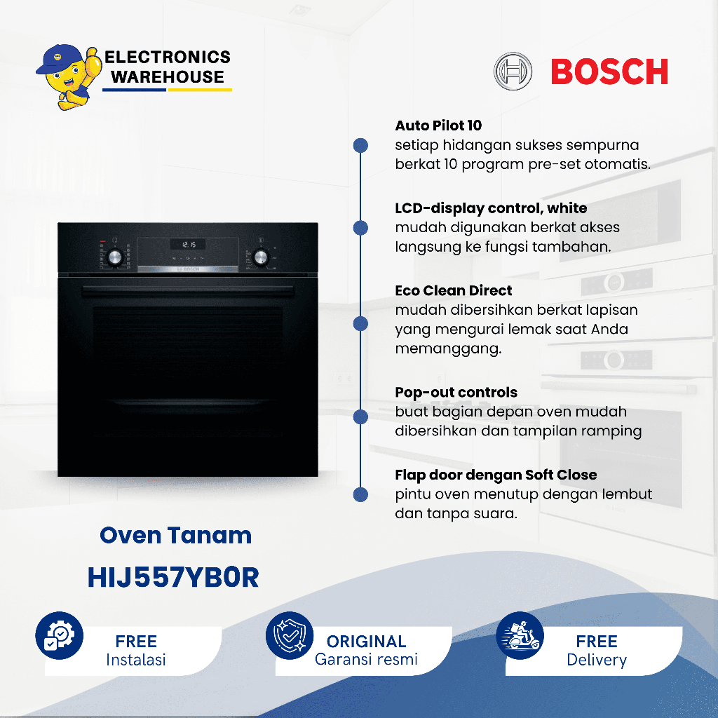 Bosch HIJ557YB0R Oven Tanam / Built-In Oven with Steam Seri 6
