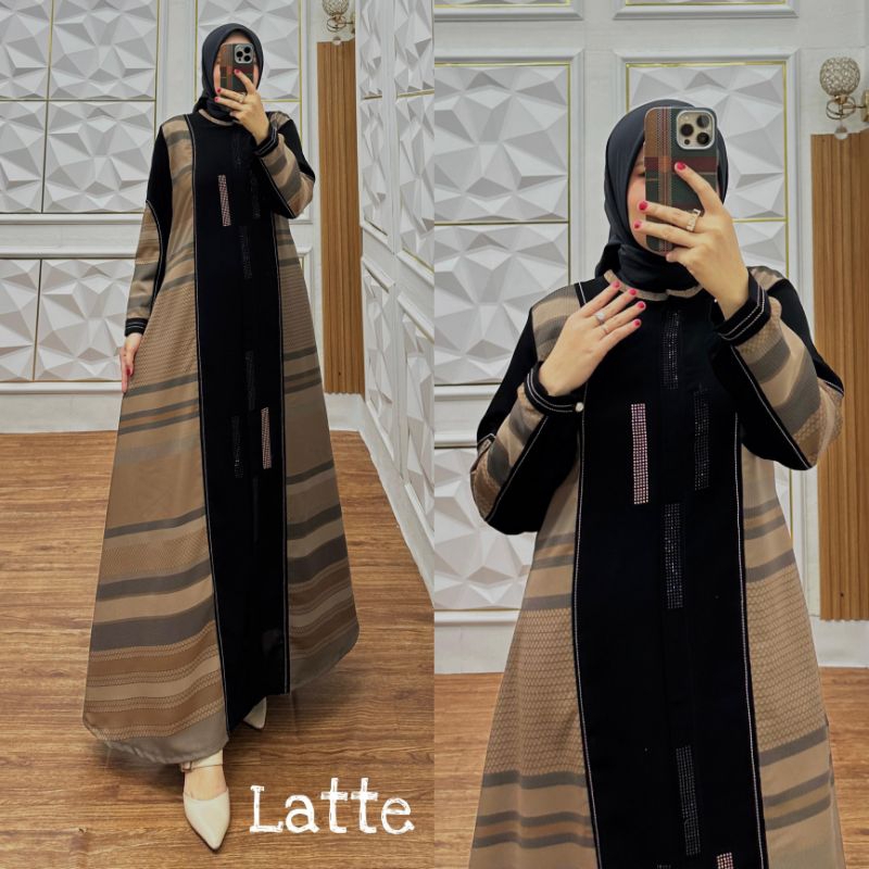 Azaleea Dress/ Gamis abaya Terbaru Premium/ Gamis Hitam Kombinasi/ Gamis simple Elegan