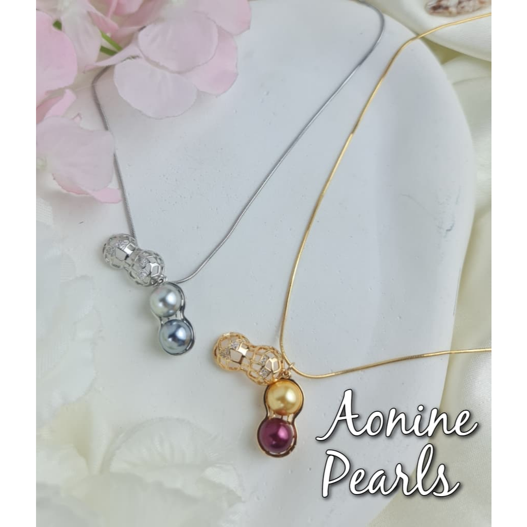 Aonine Pearls - Kalung Liontin Kacang Mutiara