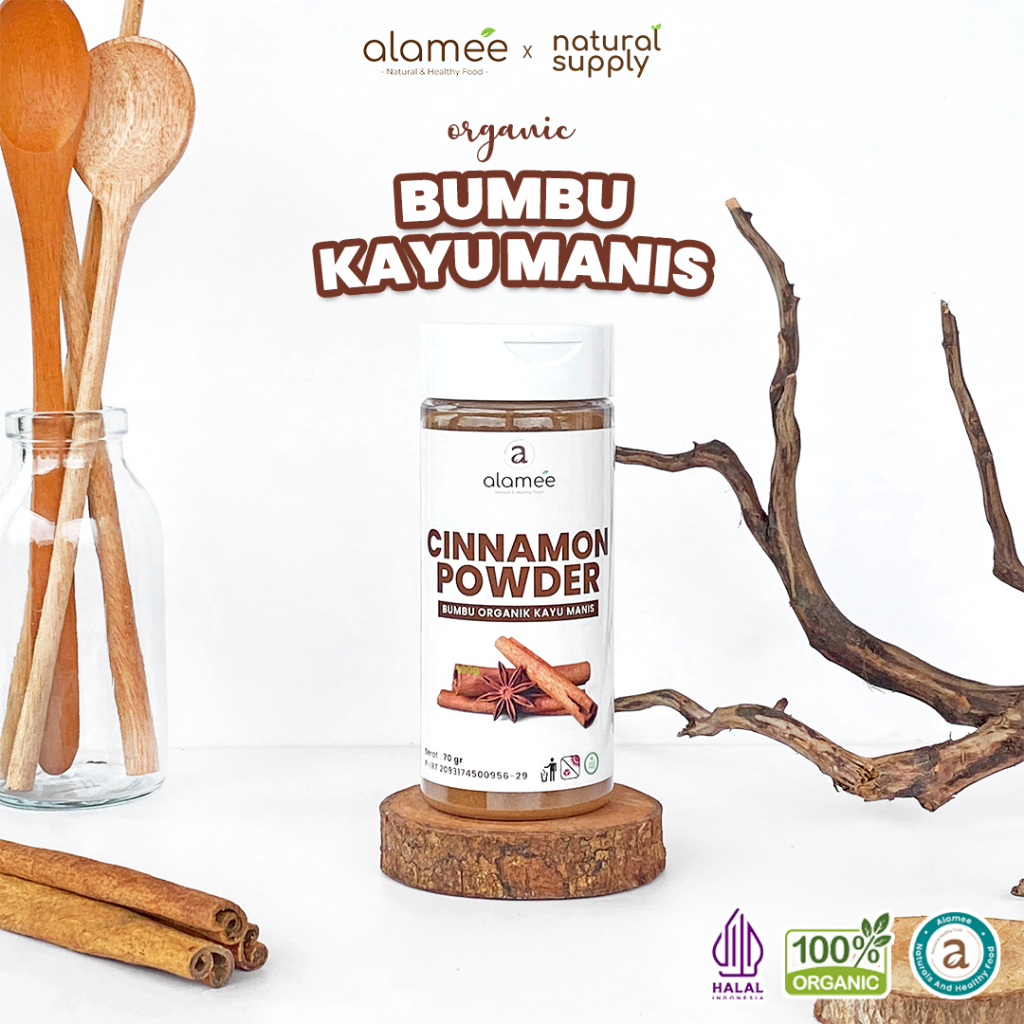

ALAMEE Kayu Manis Bubuk Cinnamon Powder kayumanis Murni Asli Tanpa Campuran Bumbu Organik Tabur 70gr