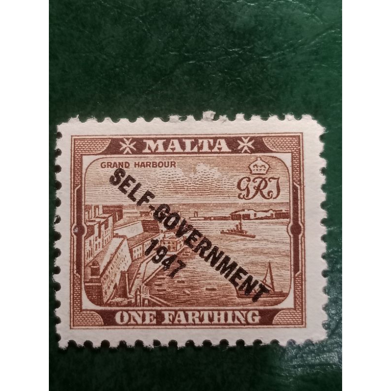 

Prangko Malta 1 F Grand Harbour Overprint Tahun 1947 UN USED