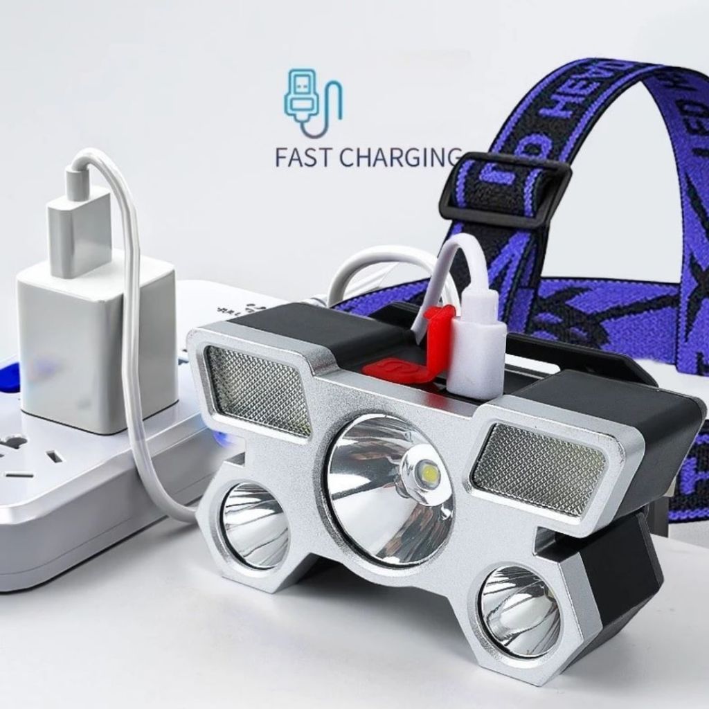 Senter kepala super terang anti air bisa cas senter headlamp