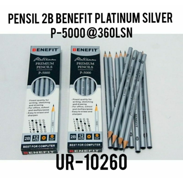 

12 PCS ( 1 kotak ) Pensil 2B Silver Platinum Pencil Set - Affordable Writing Tools - pensil murah - pensil kayu