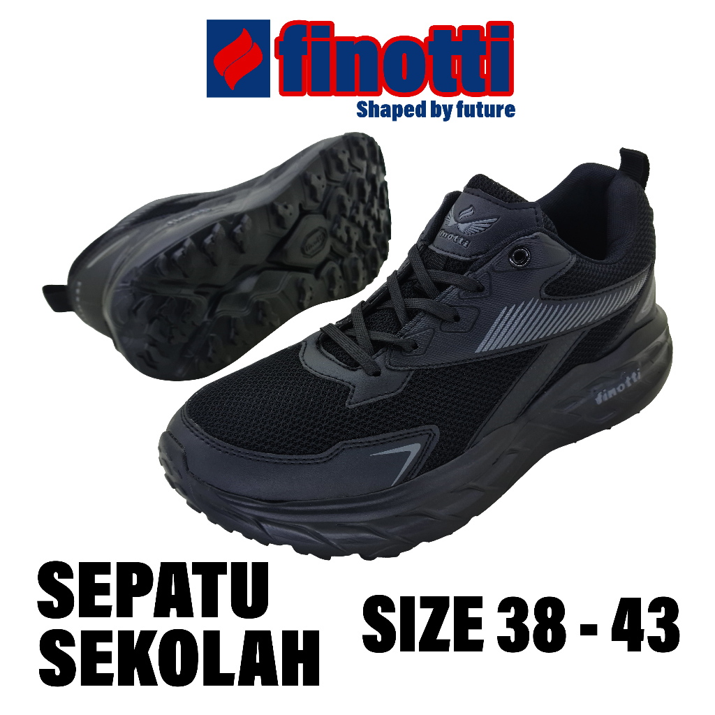 Sepatu sneakers hitam polos sekolah Finotti Walden