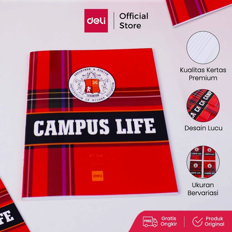 

DELI BUKU TULIS CAMPUS 58 LEMBAR 10 PCS/PACK BUKU TULIS SEKOLAH 38/42 NOTEBOOK A5/B5 CNA5X8 CNB542