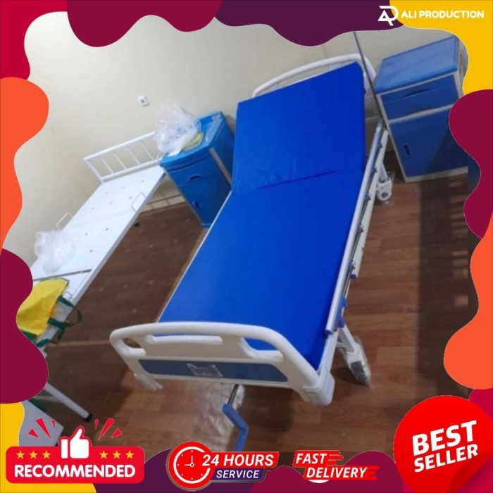 Bed 1 Crank ABS Engkol Bed Pasien Rumah Sakit Bed Rumah Sakit Klinik Alat Kesehatan