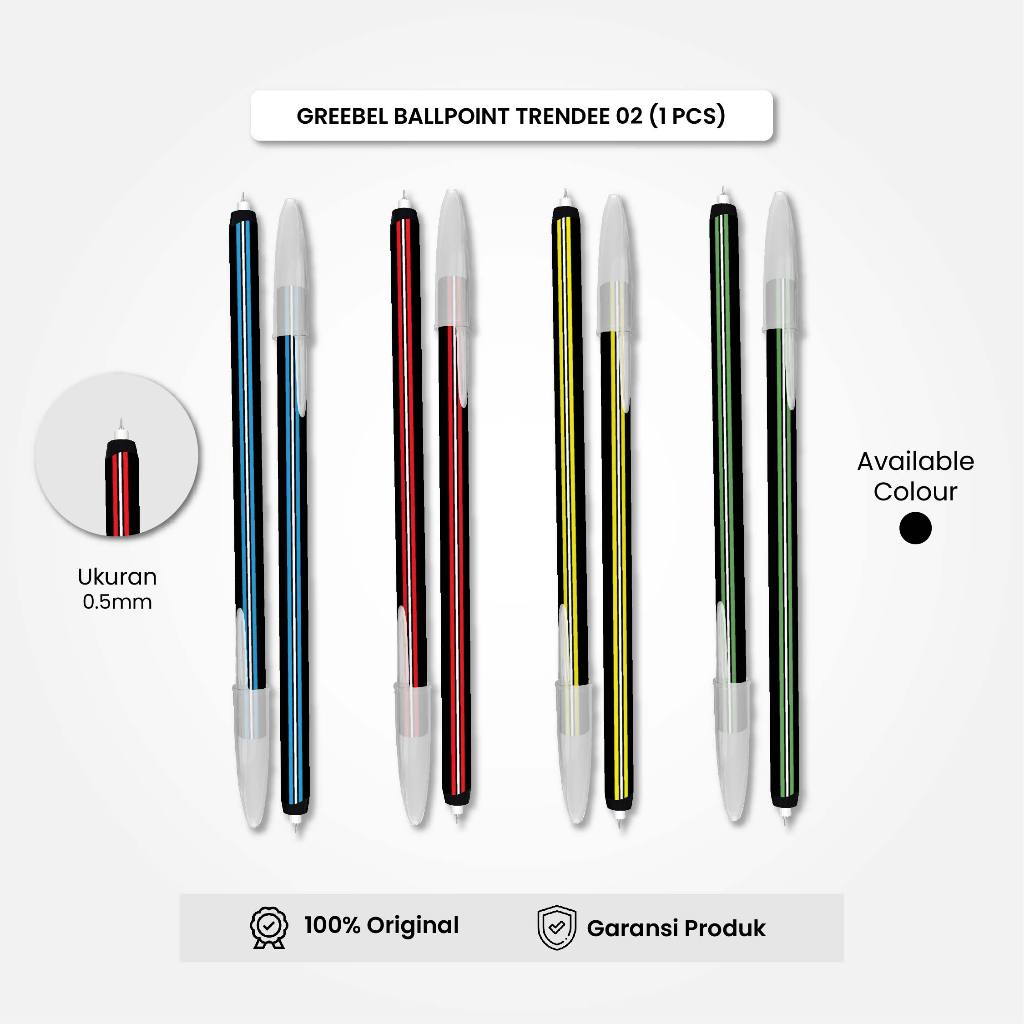 

Pulpen Greebel Ballpen / Trendee 02 Tinta Hitam (1PCS) / Ballpoint Bolpen Bolpoin Pena Gel