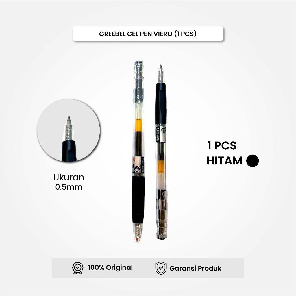 

GREEBEL Gel Pen Pulpen Pena GP-504 Viero 0.5 Tinta Hitam (1PCS) / Pulpen Gel Murah Grosir