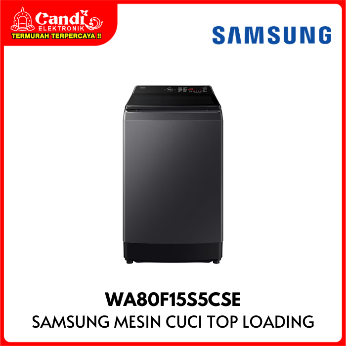 SAMSUNG Mesin Cuci Top Loading Kapasitas 15 Kg Ai Wash Laundry Top Washer WA80F15S5C WA80F15S5CSE