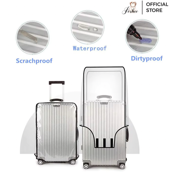 Joshee Sarung Koper Luggage Cover Pelindung Bahan PVC Transparant Tebal Mika Koper