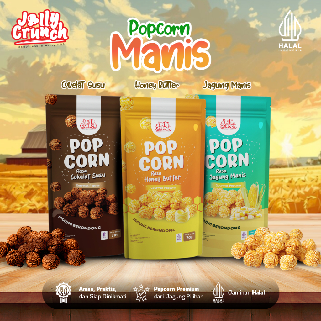 

Jolly Crunch COMBO7 – Paket Popcorn Jagung Rasa Manis [Cokelat Susu, Honey Butter, Jagung Manis]