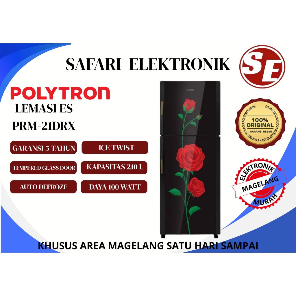 POLYTRON PRM 21DRX KULKAS 2 PINTU 210L