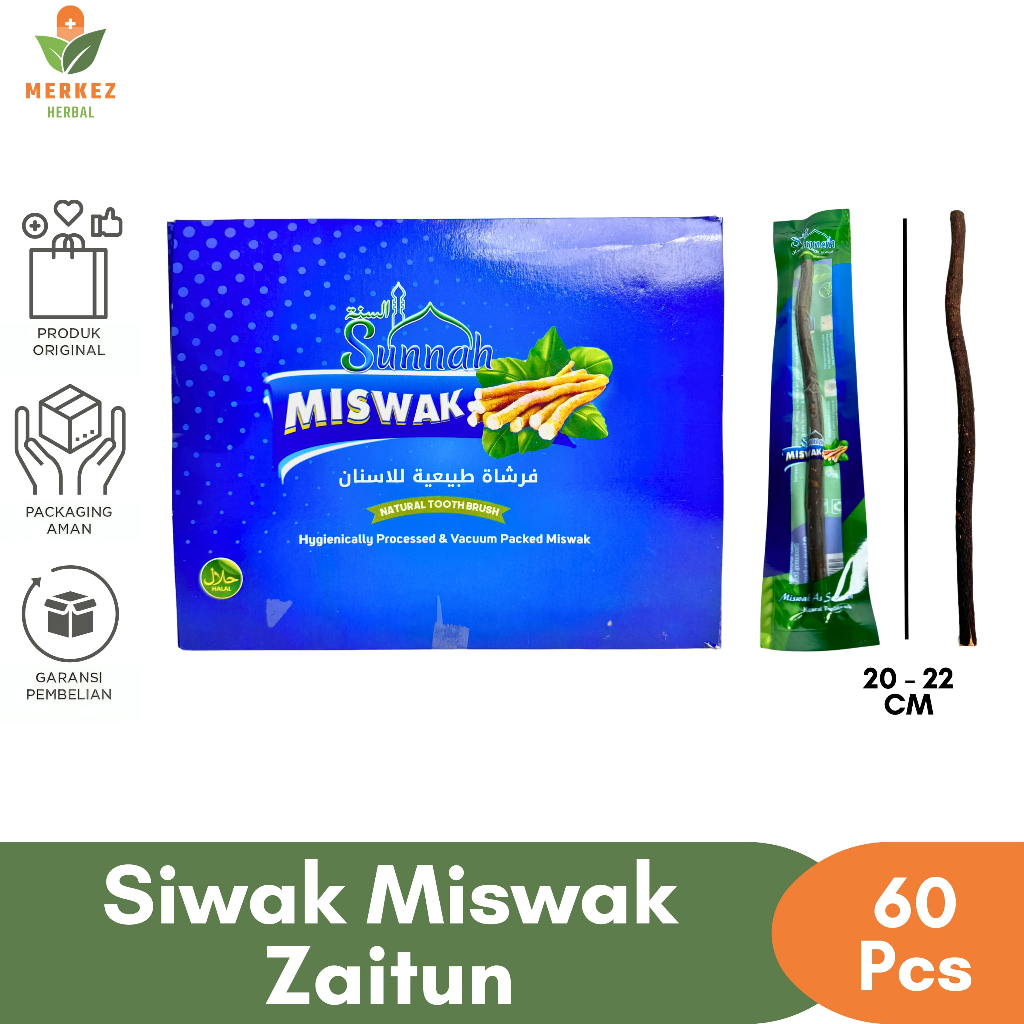 Kayu Siwak Zaitun Hitam Original 100% Asli Rasulullah 1 Box Miswak Arab Premium Penghilang Bau Mulut