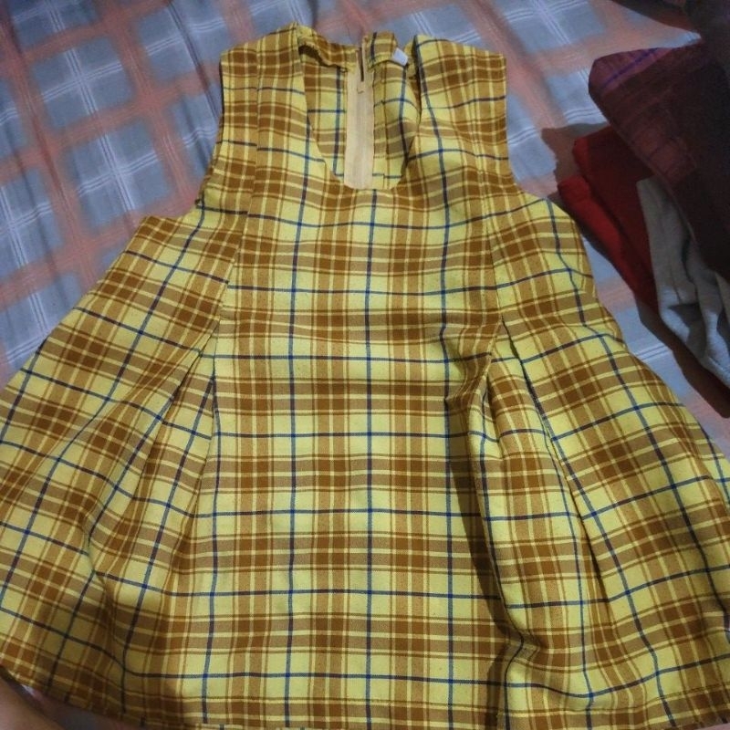 seragam tk penabur kemeja dan rpk kotak kuning ukuran S