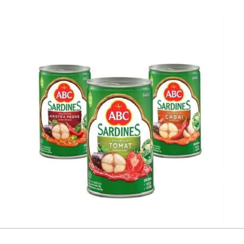 

Sarden ABC 155gr Tomat,cabai,dan extra pedas