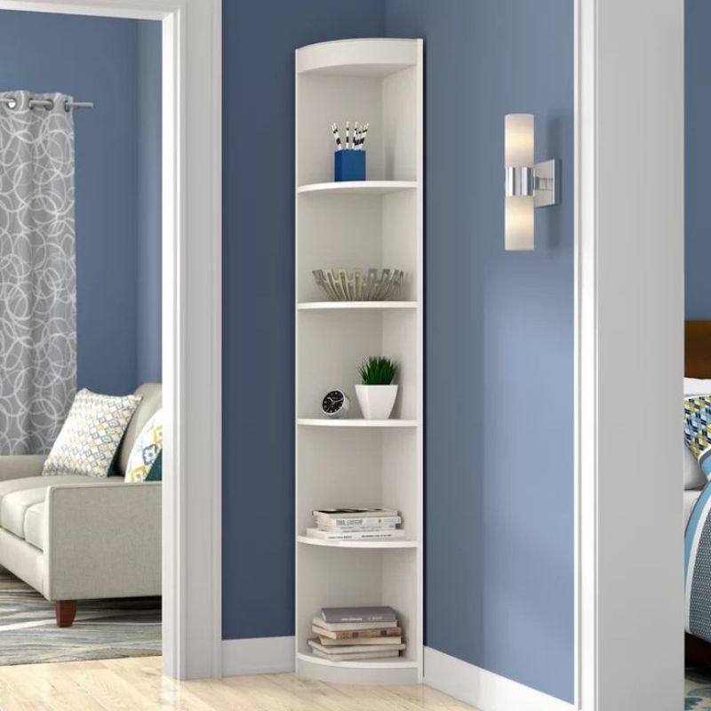 rak sudut minimalis kayu jati