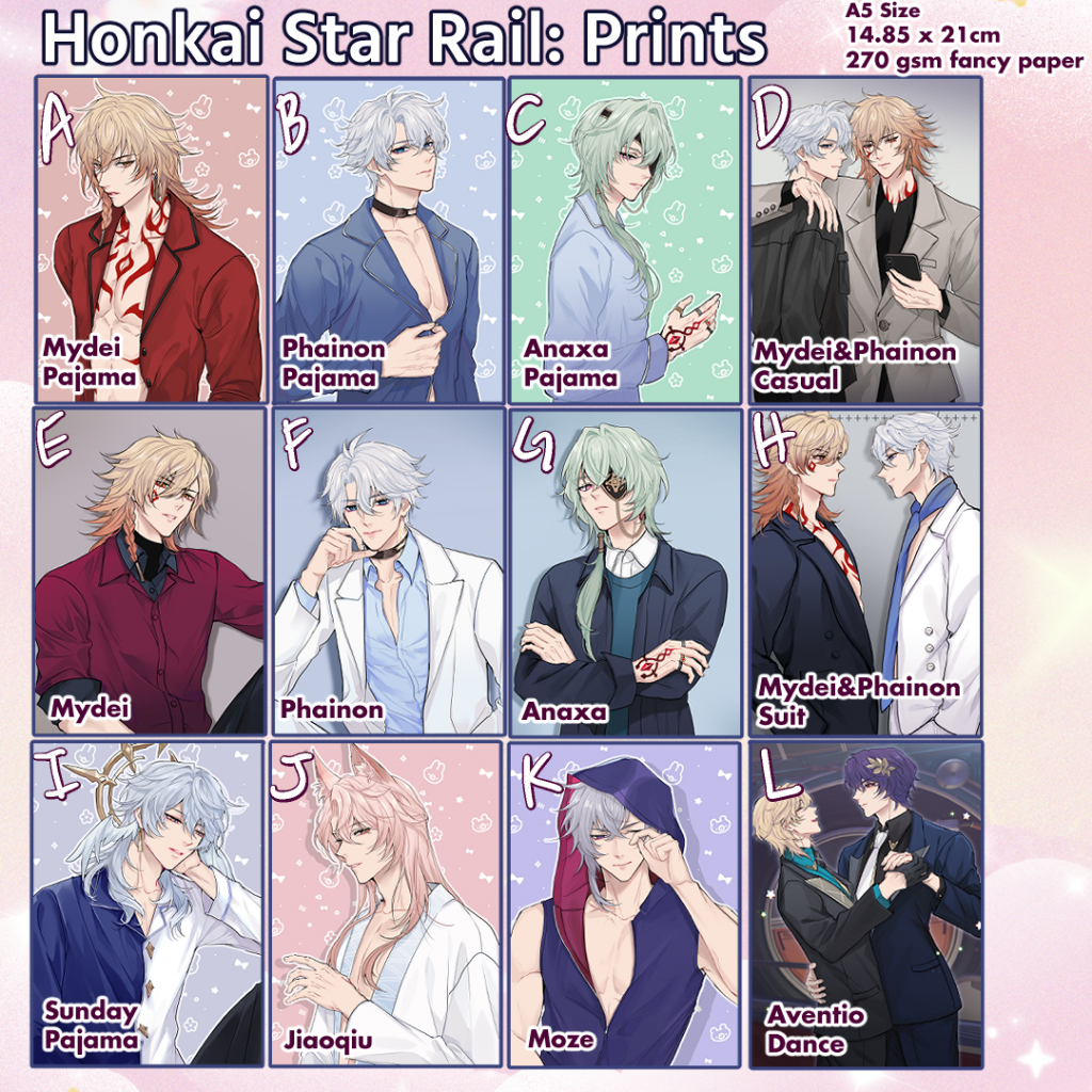 

Honkai Star Rail Artprints Blade Dan Heng renheng Sunday Aventurine Dr Ratio Aventio