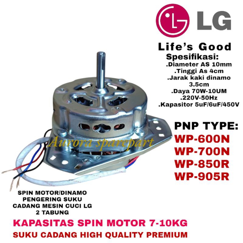 Dinamo spin pengering 70W LG mesin cuci 2 Tabung pnp Type:WP-600N/WP-700N/WP-850R/WP-905R