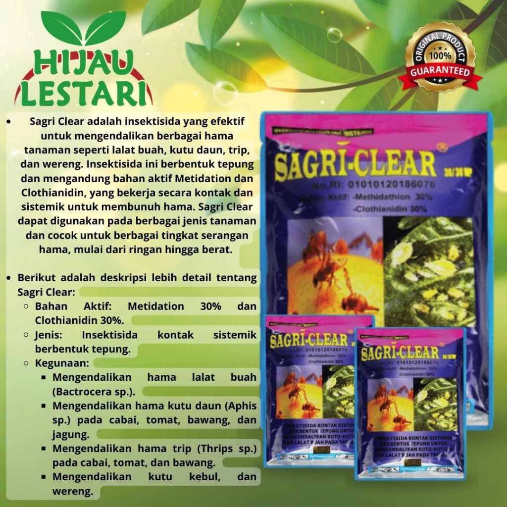 SAGRI CLEAR 30/30 WP - Insektisida Sistemik membasmi kutu lalat buah