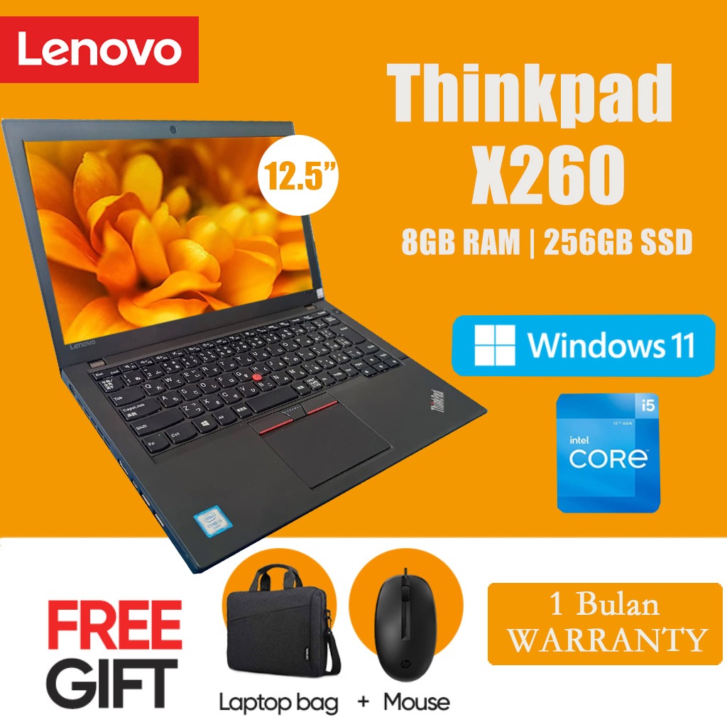 Laptop Lenovo ThinkPad X260/X260S intel i3/i5/i7 RAM 8GB SSD 256GB Murah Garansi Toko