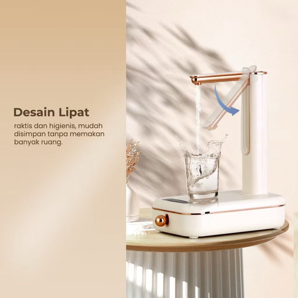 Pompa Air Minum Galon Meja Lipat Electric Baterai Cas Otomatis Tanpa Kabel / Pompa Air Galon Meja