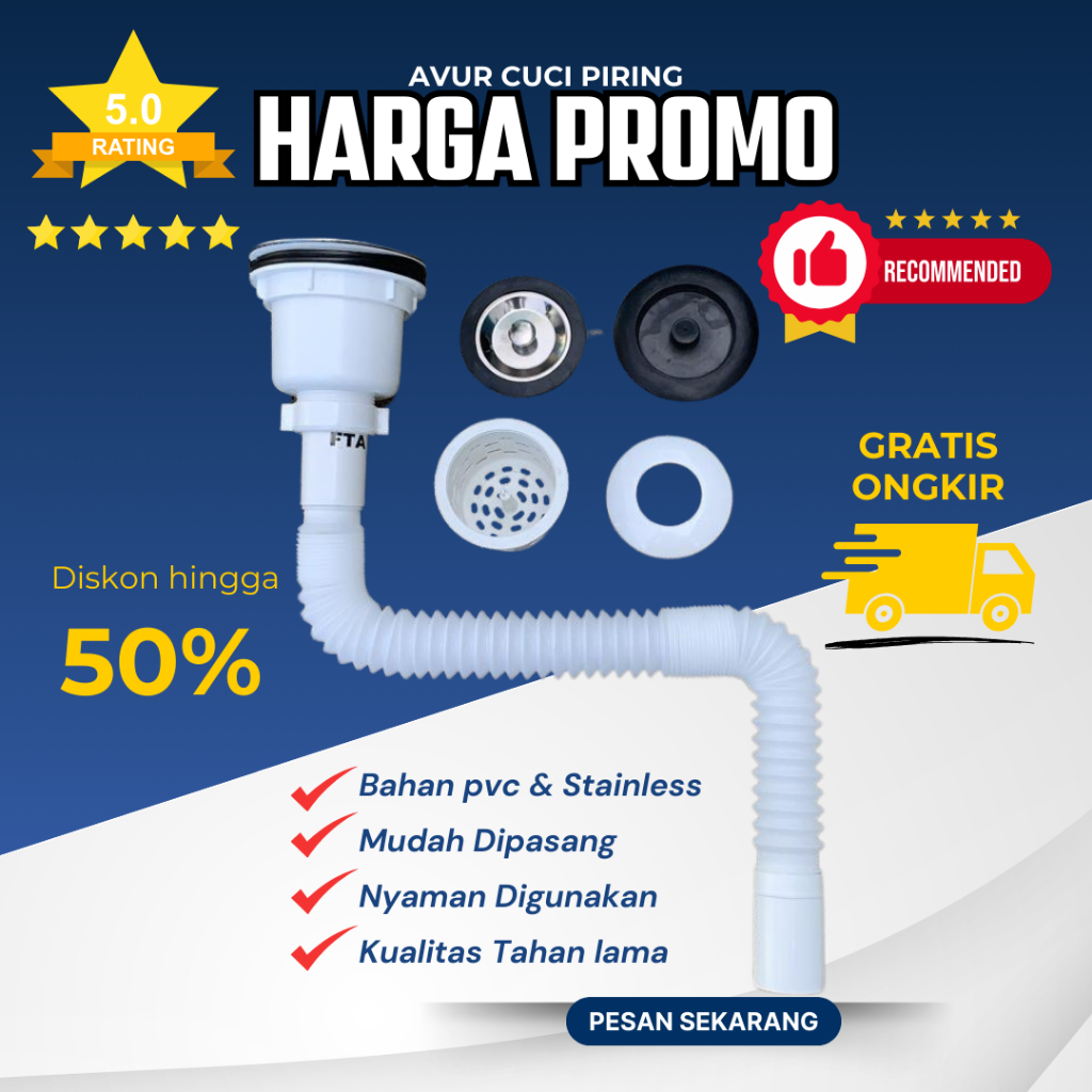 Afur Saringan Bak Cuci Piring / Wastafel / Kamar mandi / Dapur PVC Stainles Murah 1 SET