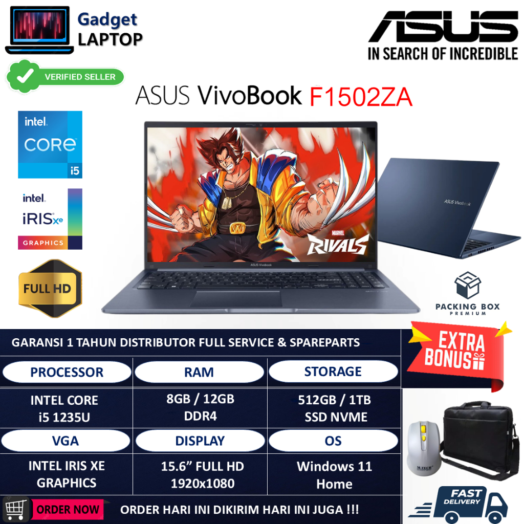 Laptop Asus Vivobook 15 F1502ZA Intel Core i5 1235U 12GB 1TB 15.6 Inch Full HD Windows 11 Home