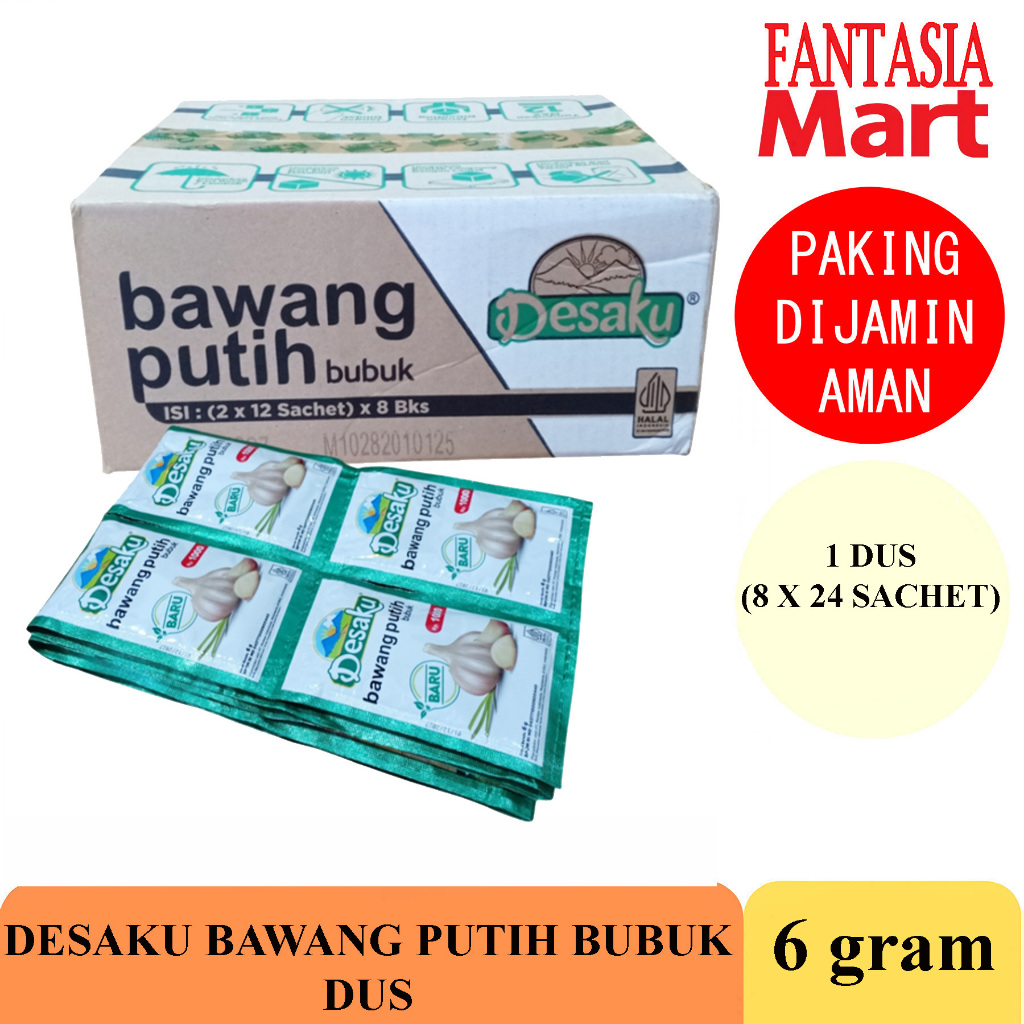 

DESAKU BUBUK BAWANG PUTIH 6 GRAM DUS NON COD FANTASIA DENGAN PAKING AMAN