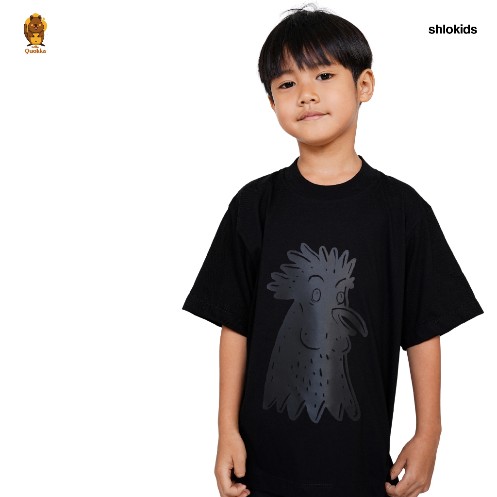 LITTLE QUOKKA x SHLO KIDS  Kaos anak Oversize - Ayam Cemani Hitam