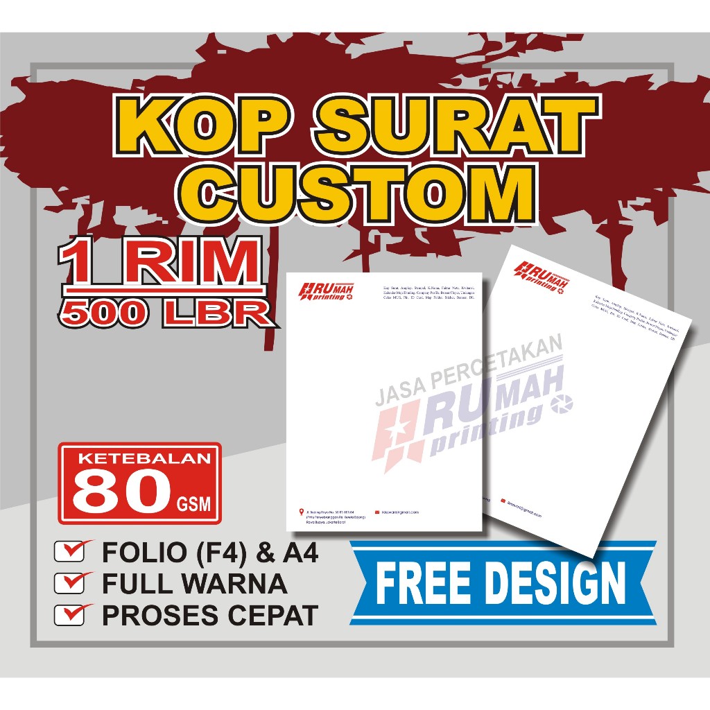 

Kop Surat A4 & F4 (Folio) HVS 80 & 100 gsm & COncord Design Custom