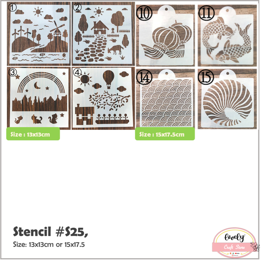 

LovelyCraftStore | S25 plastic stencil cetakan stensil lukis, craft, kue cake, scrapbook