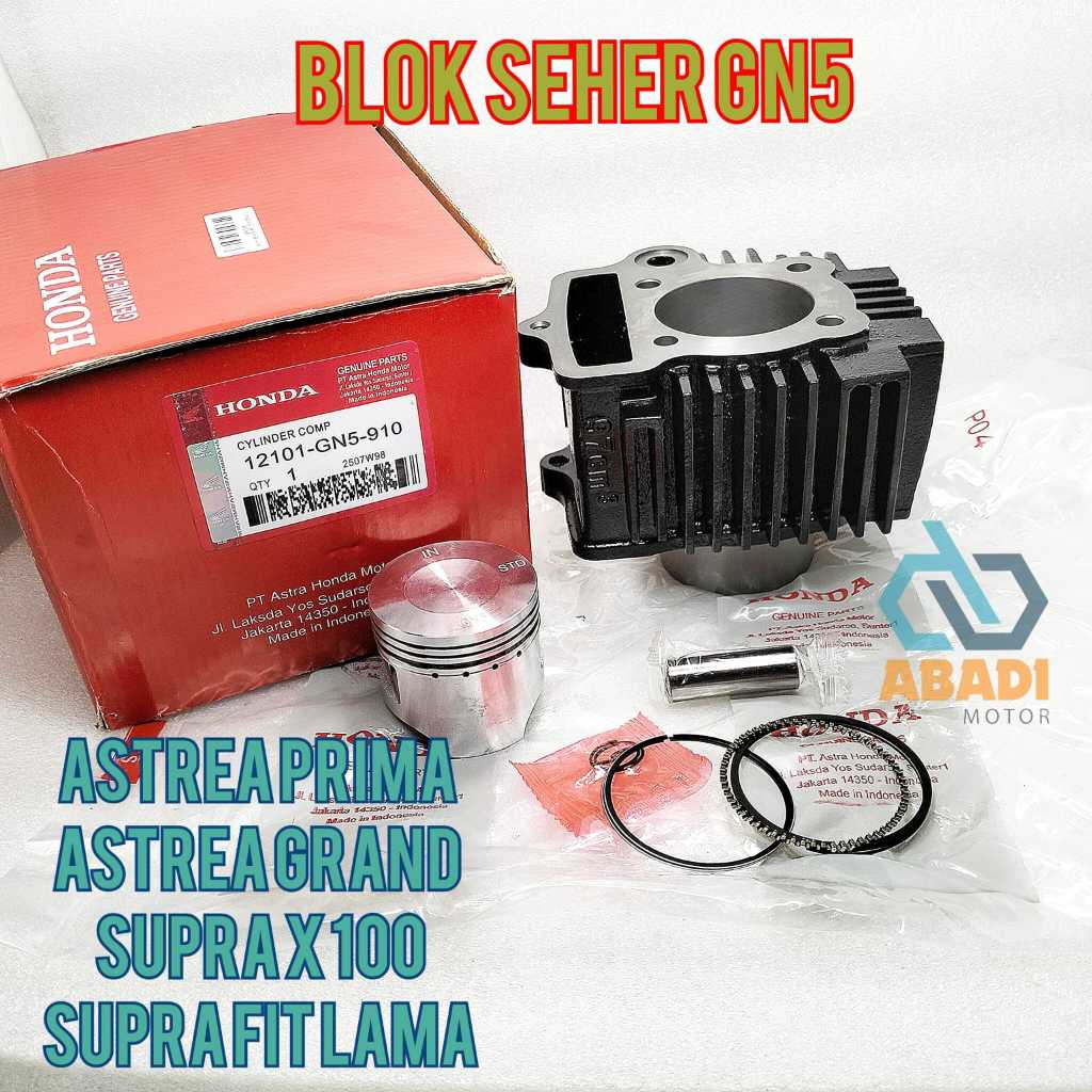 Blok Seher Set Ori Honda GN5 Astrea Prima Grand Supra Fit Lama Supra X 100 Cyelinder Bok Mesin Pisto