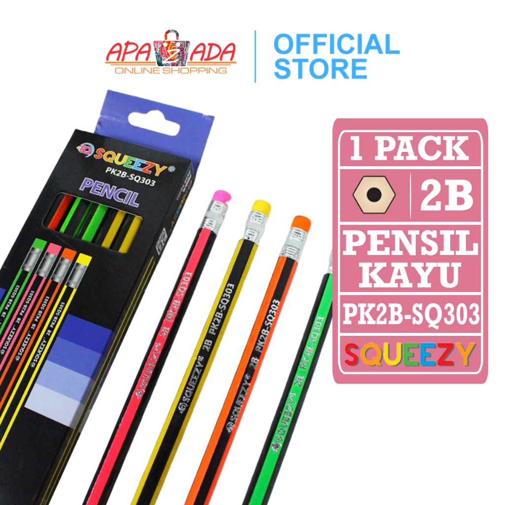 

Apazada - Pensil 2B Body Warna Warni [1 Pack - 12 Pcs Pensil] / Pencil Squeezy Striped PK2B-SQ303