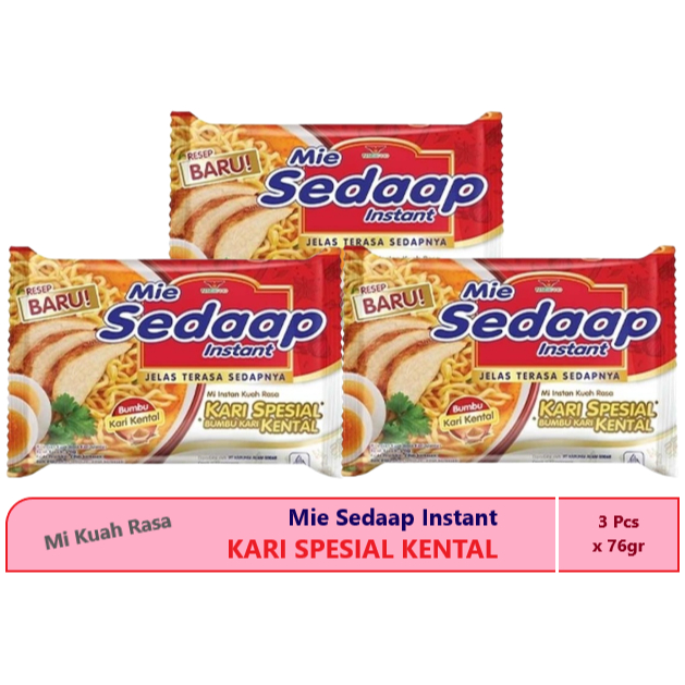 

Mie Sedaap Kari Spesial Kental 76gr 3Pcs